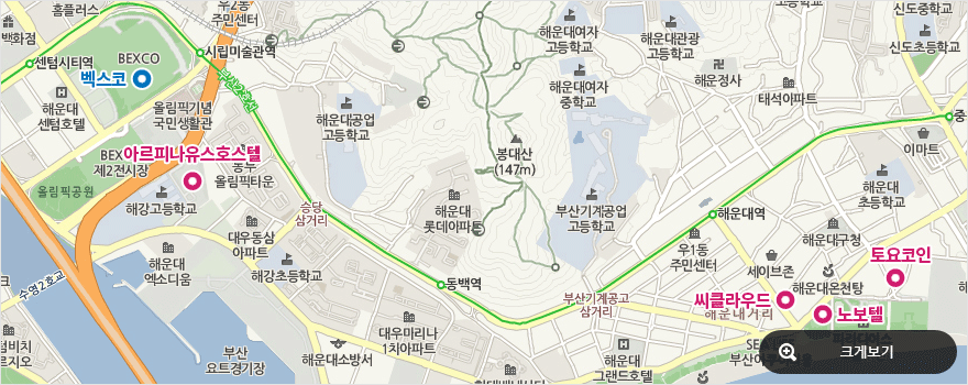 숙박 호텔 위치가 표시된 지도